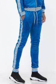 Velour Status Detail Jogger (Color: BLUE WHITE, size: XL)