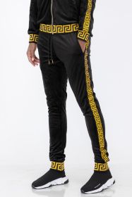 Velour Status Detail Jogger (Color: BLACK GOLD, size: XL)