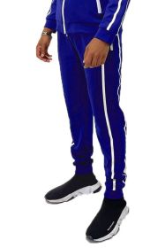 Mens Active Wear Running Track Pant Joggers (Color: ROYAL, size: L)
