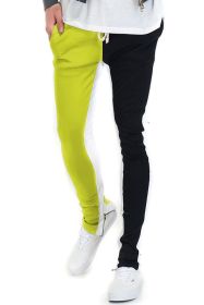 TWO TONE COLOR BLOCK TRACK PANT JOGGER (Color: LIME/BLACK, size: S)