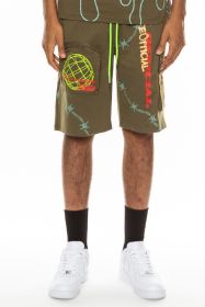 Weiv Hype Official Print Shorts (Color: Olive, size: M)