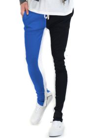 TWO TONE COLOR BLOCK TRACK PANT JOGGER (Color: ROYAL/BLACK, size: 3XL)