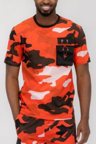 Weiv Full Camo Short Sleeve TShirt (Color: Red, size: M)