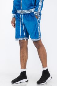 Status Print Velour Shorts Suede Shorts (Color: BLACK GOLD, size: L)