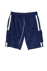 Two Stripe Cargo Pouch Shorts (Color: NAVY WHITE, size: 2XL)