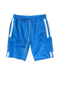 Two Stripe Cargo Pouch Shorts (Color: AQUA WHITE, size: M)