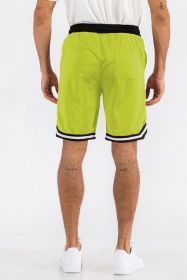 Solid Athletic Basketball Sports Shorts (Color: LIME, size: 2XL)
