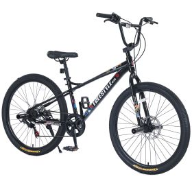 Freestyle Kids Bike Double Disc Brakes 26 Inch Children's Bicycle for Boys Girls Age 12+ Years (Color: as Pic)